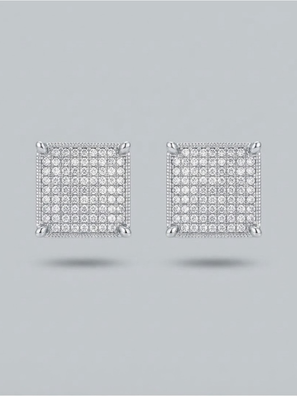 Gold Tone Cubic Zirconia Micro Pave Square Stud Earrings NWT